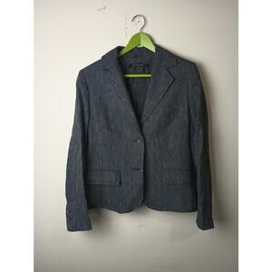 Script Women's 100% Linen Blazer Size‎ 8 Stripped Sports Career Office Preppy